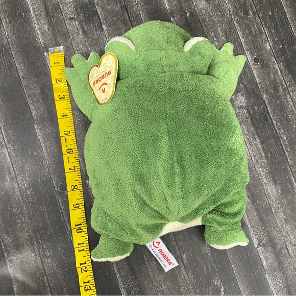 ❌SOLD❌ 🆕 AURORA FLOPPY GREEN FROG STUFFED ANIMAL BEAN BAG LOVEY PLUSH - Picture 7 of 8